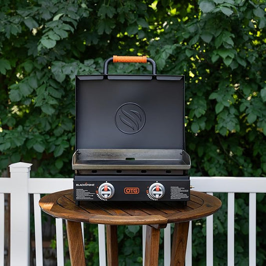 Blackstone OTG 22 Inch Tabletop Griddle Plate with Built-In Hood, Black - Portable Outdoor Grill Appliances for Camping, Tailgate Grilling, and On-the-Go Kitchen Cooking