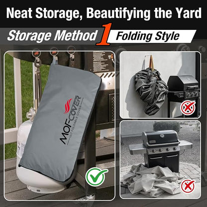 Exclusive Foldable 52 inch Grill Cover, 600D Heavy Duty Outdoor BBQ Cover for 2-4 Burners Grill Weber 7106 Spirit 200 300 Series, Gray