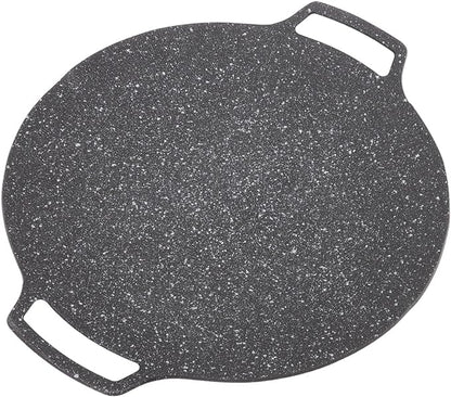 Korean Grill Pan,11.8inch Nonstick Round Griddle Grill Pan for Korean BBQ,Round BBQ Griddle with Handle,Multifunctional Stove Plate for Meats, Pancakes, Ribs