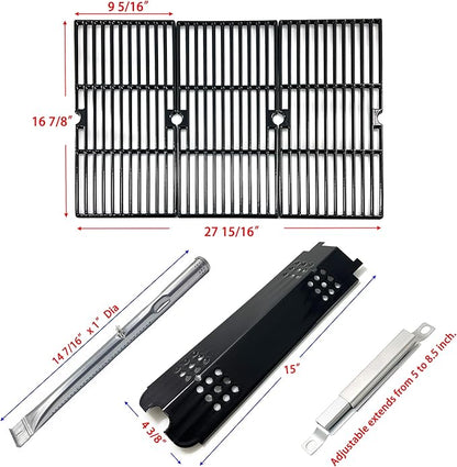 Parts DG260 Replacement for Charbroil 467300115, 463436215, 463436213, 463436214, G432-001N-W1, G432-Y700-W1, G432-0096-W1, Grill Burner, Heat Plate Tent, Cooking Grate and Crossover Tube