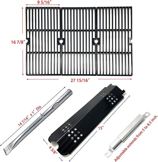 Parts DG260 Replacement for Charbroil 467300115, 463436215, 463436213, 463436214, G432-001N-W1, G432-Y700-W1, G432-0096-W1, Grill Burner, Heat Plate Tent, Cooking Grate and Crossover Tube