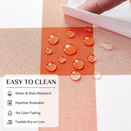 Softalker Gingham Checkered Tablecloth Square - Outdoor Waterproof Buffalo Plaid Table Cloth, Stain Resistant Washable Table Cover for Picnic, Camping, Dining - Orange and White, 54 x 54 Inch