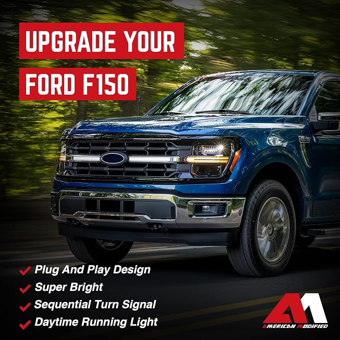 AMERICAN MODIFIED LED Grille Lights w/Sequential Turn Signal Compatible with 2024+ F150 XLT