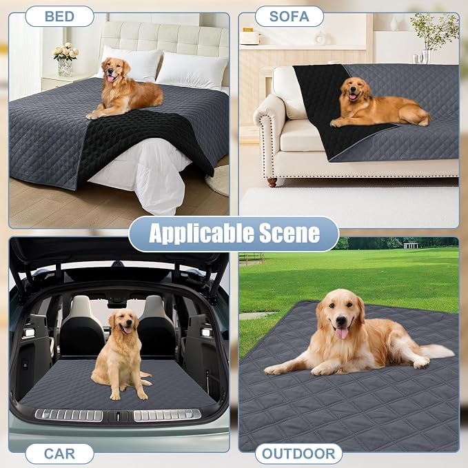 Smiry Waterproof Reversible Pet Couch Covers for Dogs | Pet Friendly, Soft Fabric, Washable Sofa Furniture Protector for Dogs Cat Kids, Checkered (30"x80", Dark Grey/Black)