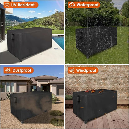 Outdoor Dining Table Cover, 56inch Patio Dining Table Cover Waterproof for 6 Person Dining Table,Outdoor Furniture,Stainless Steel/Metal Table-56"L x 32"W x 28"H