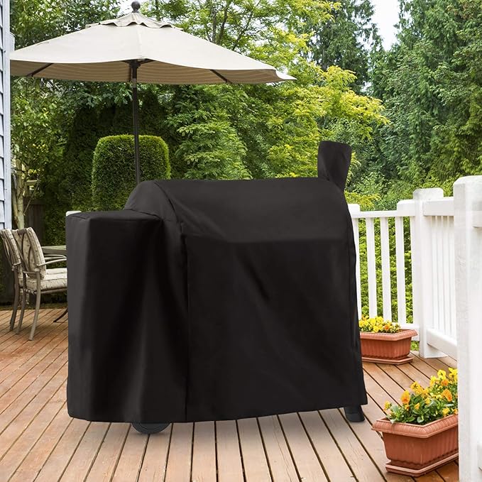 Arcedo Heavy Duty Waterproof Grill Cover Compatible with Traeger Pro 34 / Pro 780 Series – Full-Length Outdoor Wood Pellet Smoker Cover for Texas Elite BBQ Grills Accessories, Black