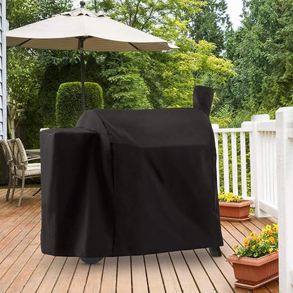Arcedo Heavy Duty Waterproof Grill Cover Compatible with Traeger Pro 34 / Pro 780 Series – Full-Length Outdoor Wood Pellet Smoker Cover for Texas Elite BBQ Grills Accessories, Black