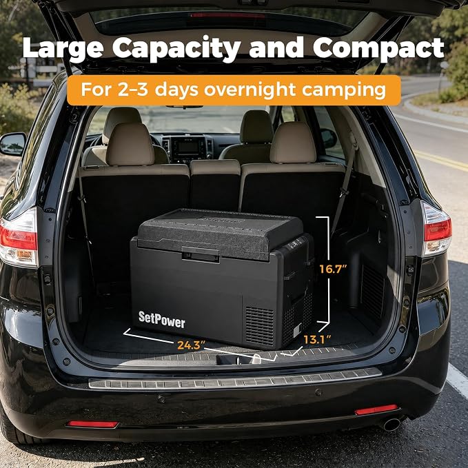 Setpower 12V Refrigerator 34 Quart Car Refrigerator,Keep Cold 24H Car Fridge 12V Fridge,Electric Coolers for Vehicles Car Camping Truck Van RV SUV Road Trip Travel,RF30 PRO fits 2L Bottle