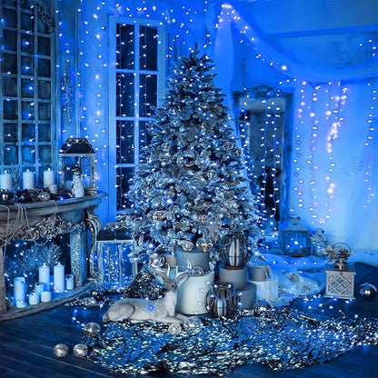 100FT Blue LED Fairy Lights, Connectable Christmas String Lights | 8 Lighting Modes Waterproof Light with Timer for Tree, Bedroom, Patio, Wedding, Party, Indoor Outdoor Decor