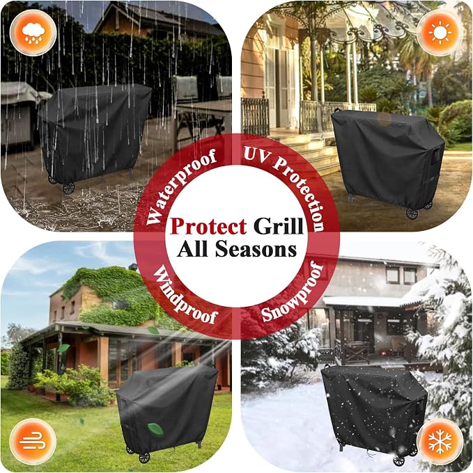 Grill Cart Cover 21x39x33in 600D Waterproof Black