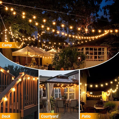 LAMPHOME Outdoor String Lights Waterproof, 51FT LED Patio Lights with 25+2 Spare ST38 Shatterproof Vintage Edison Bulbs,Connectable Hanging Lights for Backyard Garden Porch Deck Balcony Party Decor