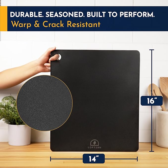 14" x 16" Pizza Steel - Heavy-Duty Carbon Steel Baking Plate for Oven, Grill & Pizza Oven - Pro Pizza Stone for Bread, Sourdough, and Crisp Crust Perfection