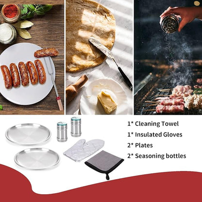 Portable Camping Kitchen Utensil Set-27 Piece Cookware Kit, Stainless Steel Outdoor Cooking and Grilling Utensil Organizer Travel Set Perfect for Travel, Picnics, RVs, Camping, BBQs, Parties and More
