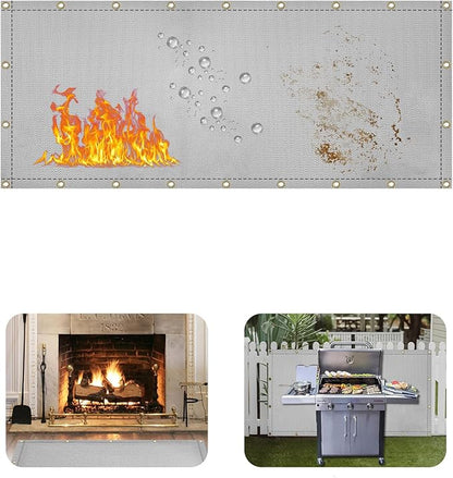 Heat Shield Behind Grill Grey Fireproof Cover and Screen Protect Deck Railing from Grill Heat Shield for Wood Stove, 3’x8’ Wall Protector for Fridge Waterproof BBQ Mat UV Resistant Privacy Screen