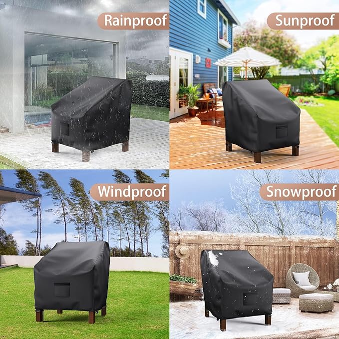 Patio Chair Covers Waterproof, Mrrihand Lounge Deep Seat Cover, Heavy Duty Outdoor Lawn Patio Furniture Covers (37" W x 40" D x 30" H - 2 Pack)