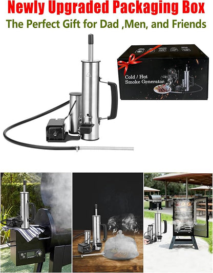Advanced Smoke Tube for Pellet Smoker, Cold Smoker Generator for Gas Grilling, Cordless Electric Cold/Hot Smoker Generator, Bonus Magnetic Smoking Guide, Fits Any Grill - Perfect Gifts for Men/Fathers