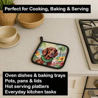 Caroline's Treasures Irish Setter Luau Pair of Pot Holders Kitchen Heat Resistant Pot Holders Sets Oven Hot Pads for Cooking Baking BBQ, 7 1/2 x 7 1/2