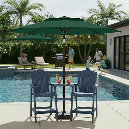 Outdoor Patio Umbrella, 2 Tiers Market Table Umbrella with 8 Sturdy Ribs, Push Button Tilt and Crank, UPF50+ UV Protection for Deck, Pool, Garden and Backyard