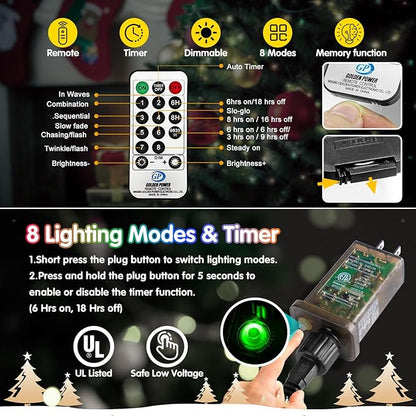 KNONEW 203FT Outdoor Christmas Fairy Lights Plug in,600 LED String Lights Outdoor Waterproof 8 Modes Memory Times for Wedding Bedroom Walls Garden Trees Decoration(Cool White)