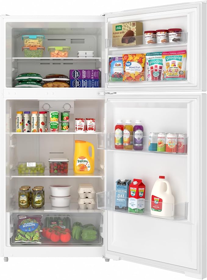 KoolMore 28 Inch 14 Cu Ft Top Freezer Refrigerator, White, Freestanding Full Size Fridge Freezer for Home Kitchen or Garage