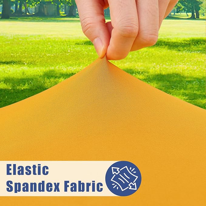 Moosfor Spandex 8 Foot Rectangle Table Cloth, Elastic Fitted Tablecloths for Picnic, Stretch Washable Patio Table Cover for Outdoor, Camping, Banquet and Parties (Mustard Yellow, 30"x96")