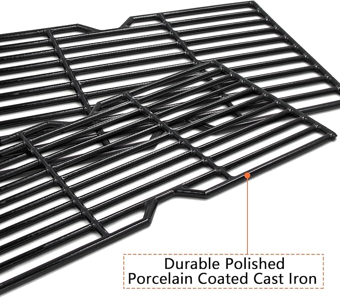 Hongso 16 7/8" Polished Porcelain Coated Cast Iron Grill Grates 463436215 Replacement for Charbroil 463420508 463440109 463439915 463434313 461471717 463436214 Thermos 461442114 Grill Models, 3-Pack