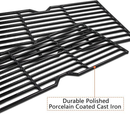 Hongso 16 7/8" Polished Porcelain Coated Cast Iron Grill Grates 463436215 Replacement for Charbroil 463420508 463440109 463439915 463434313 461471717 463436214 Thermos 461442114 Grill Models, 3-Pack