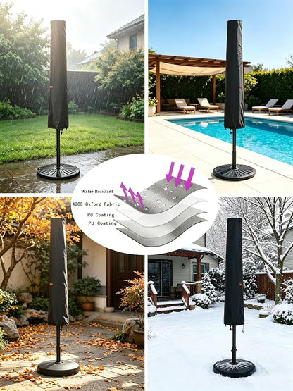 Umbrella Cover for 6ft to 9ft Patio Umbrellas, Waterproof and Durable Market Umbrella Cover with Zipper and Rod