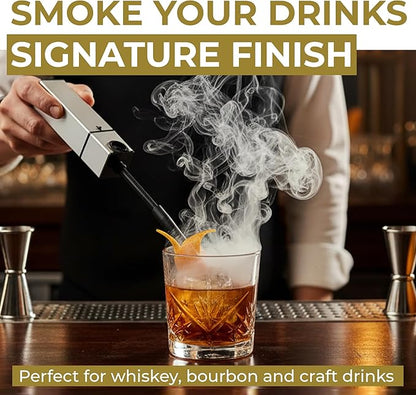 Cocktail Smoker Kit Holiday gift set - Indoor Drink & Food Infuser with Wood Chips | Old Fashioned Whiskey Bourbon Smoker Gift