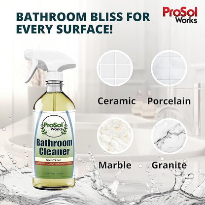 Bathroom Cleaner 16 oz Daily Cleaning Spray | For Shower Curtain, Sink, Shower, Tile, Bathtub, & Toilet, Reveals Natural Shine, Refreshing Scent, Safe on All Surface.