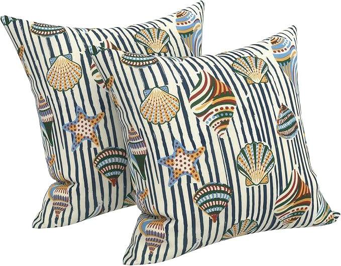 LVTXIII 2 Pack Outdoor Pillow Covers ONLY 18x18 Inch, Water-Repellent Square Decorative Cushion Covers for Patio Furniture, Garden, Sofa, Cabana Shells