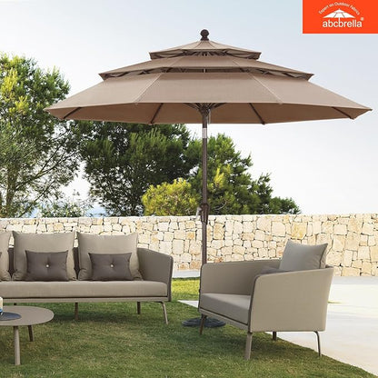 ABCCANOPY 5-Year 10-Year No Fading 9FT 3 Tiers Patio Umbrella, Outdoor Table Umbrella with 8 Sturdy Ribs for Deck, Backyard, Garden, Yard