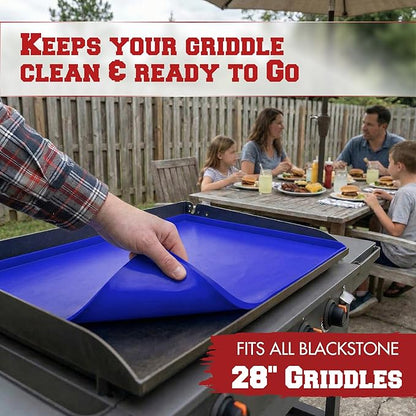 KITCHEN PERFECTION 28" Premium Silicone Griddle Cover Mat for Blackstone Griddle 28 Inch - Hermetic Protection from Rust & Debris All Year, Fits All Blackstone 28 Inch Models - Food Grade Silicone