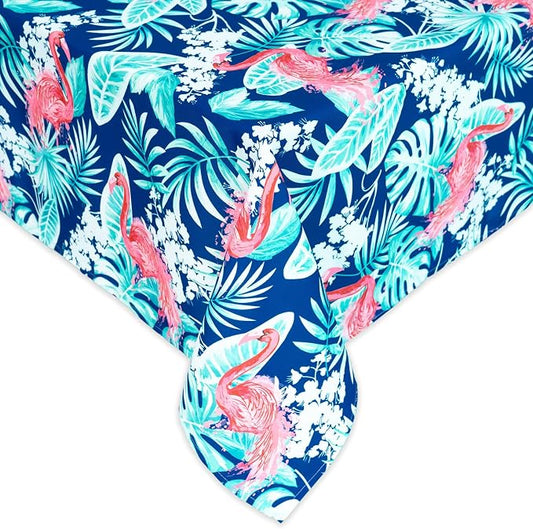 YiHomer Indoor Outdoor Tabletop for Spring Summer Decorations, Picnics and Dinner Parties - Stain and Water Resistant, Flamingo Dancing, Tablecloth, 60 x 120 Rectangle