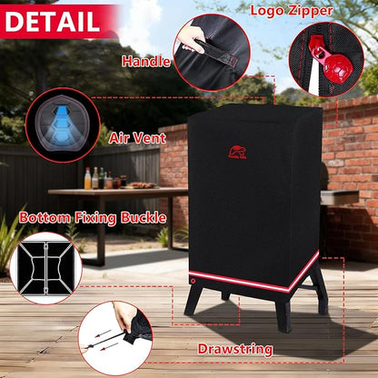 Turtle Life Smoker Cover for Masterbuilt 710 WiFi Digital Electric Smoker Pit Boss 2-3 Series Gas Vertical Smoker, Waterproof Heavy Duty Outdoor Smoker Grill Cover 23”W x 23”D x 40”H inch, Black