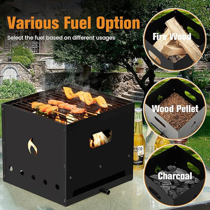 ORALNER Pizza Oven Outdoor, 4-in-1 Wood Fired Pizza Oven and Grill Combo W/ 12" Pizza Stone, Pizza Peel, Water-Proof Cover & Grill Grate, Portable Fire Pit Backyard Pizza Maker for Party, Camping