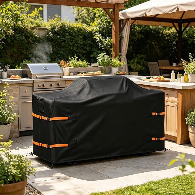 86 in Island Grill Cover,86 Inch Island BBQ Grill Head Cover, 600D Oxford Cloth Heavy Duty Waterproof Outdoor Grill Cover,Black