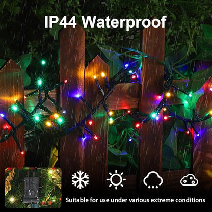 500 LED String Lights Outdoor, 16 Modes Plug-in Twinkle Fairy for Bedroom, 46ft 500LED Christmas Cluster Outdoor Waterproof - Multicolor
