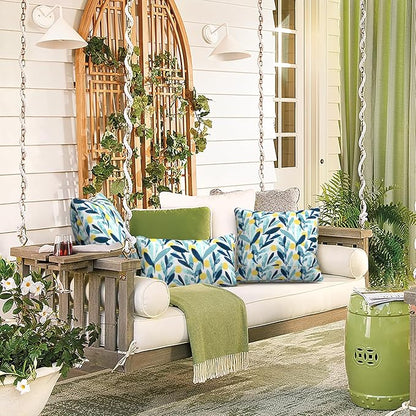 LVTXIII Outdoor/Indoor Lumbar Pillow Cases ONLY, 12” x 20” Patio Garden Decorative Lumbar Pillow Covers All Weather Lumbar Cushion Covers for Home Garden Sofa Use, Leaves Multi