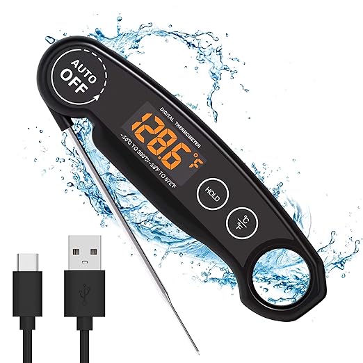 Instant Read Food Thermometer Rechargeable Meat Thermometer Digital Kitchen Thermometer - Fast & Accurate Food Thermometer for Cooking, Grill Thermometer, Fathers Day Gift for Dad Husband