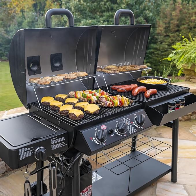 Hisencn Porcelain Cast Iron Cooking Grates for Char-Griller Duo 5050, 3001, 5650, 3008, 3030, 3725, 4000, 2121, King Griller 3008 5252, 19.75 inch Coated Cast Iron Grill Grids Replacement