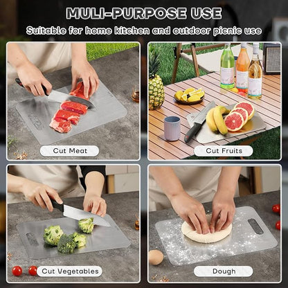 Katori Titanium Cutting Boards for Kitchen-100% Pure Titanium Cutting Board set Double Sided Non Toxic Titanware Chopping Board,Dishwasher Safe Metal Cutting Boards FathersDay Gifts(1PC-XL-11x15.5In)