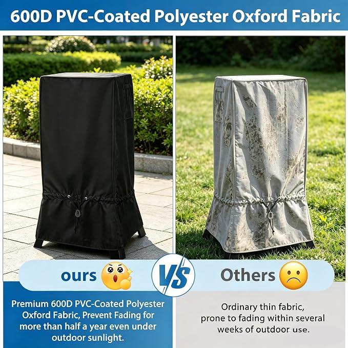 30 inch Waterproof Smoker Cover Compatible with Masterbuilt/East Oak and Most 30-inch Vertical Smoker Models with or Without Legs, Foldable Skirt, Heavy Duty 600D Polyester