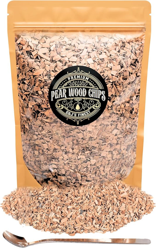 Pear Wood Chips for Cocktail Smoker; Smoked Whiskey/Bourbon/Old Fashioned Drinks - Extra Fine Sawdust Shavings for Cocktail Smoking Guns, Smoke Box, BBQ - 5oz Gift Bag & Spoon By G&J's Finest