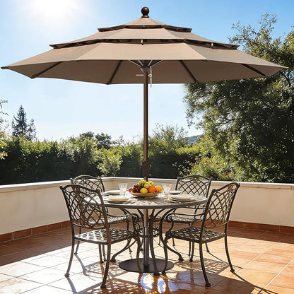 EliteShade USA 10-Year-Non-Fading 10ft 3-Tier Market Patio Umbrella, Commercial Grade Outdoor Table Umbrella with Crank Open, Windproof & UPF 50+ UV Protection, Heavy Duty Ventilation for Garden, Deck, Pool, Backyard, Beach & Bistro, No Tilt, Heather B...
