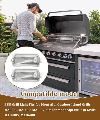 2Pcs 8A37000038 Halogen Grill Light | Fits for Mont Alpi Outdoor Island Grills (MAi805 MAi400 & MA-957) and Built-in Grills (MABi805 & MABi400)