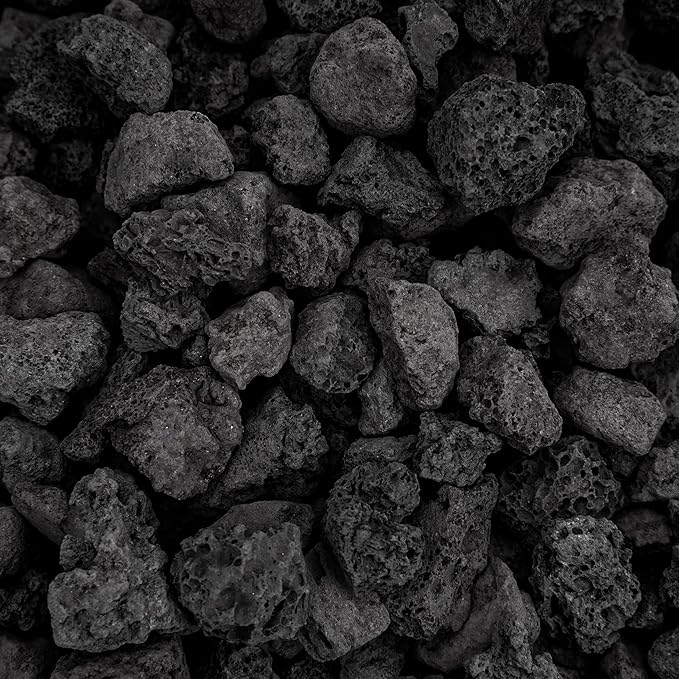 Onlyfire Black Lava Rock 10 Pounds Volcanic Lava Stones for Indoor Outdoor Fire Pits Fireplaces Gas Grill and Landscaping, 0.4-0.8 Inch