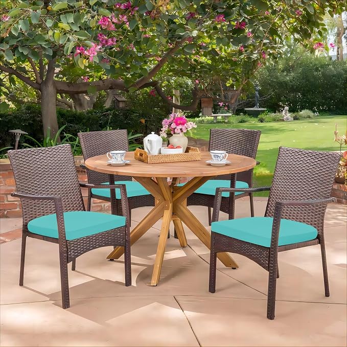HARBOREST Outdoor Chair Cushions Set of 4, Water Resistant Patio Chair Cushions with Ties, Outdoor Seat Cushions for Patio Furniture, 17"x16"x2", Teal