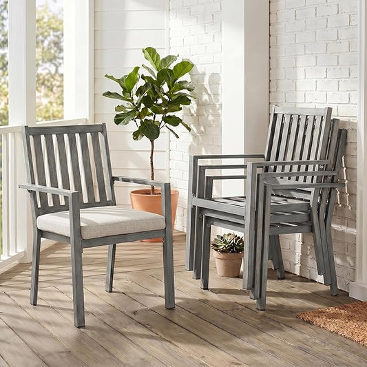 RoyalCraft Aluminum Outdoor Patio Chairs Set of 4, Outdoor Chairs with Waterproof Cushions, Outdoor Dining Chairs with Armrests, Metal Patio Furniture Set for Porch, Balcony, Deck, Backyard, Grey