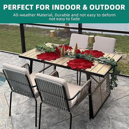 YITAHOME Outdoor Patio Dining Set 5-Piece 59.1" * 34.3" Outdoor Table and Chairs Patio Dining Furniture Sets for 4 with Stackable Chairs and Cushions Outdoor Dining Table Set for Garden Lawn Porch